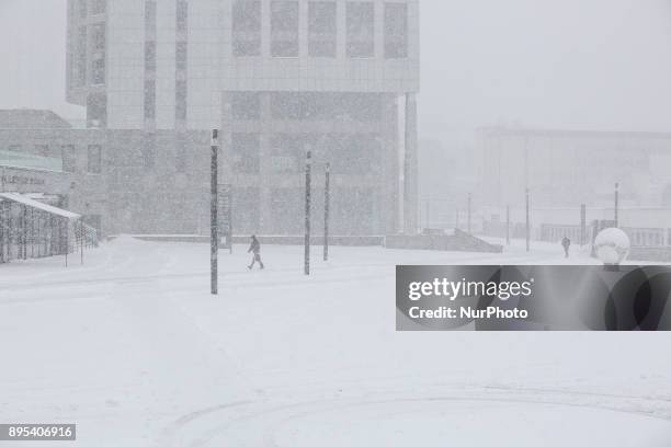 Heavy snowfall covers Kyiv, Ukraine, Dec. 19, 2017