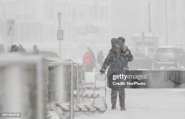 Heavy snowfall covers Kyiv, Ukraine, Dec. 19, 2017