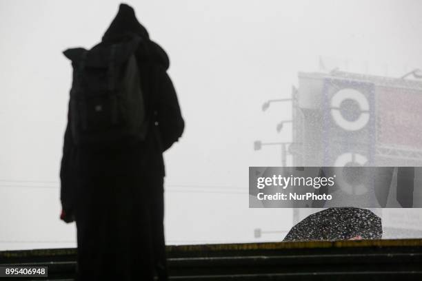 Heavy snowfall covers Kyiv, Ukraine, Dec. 19, 2017