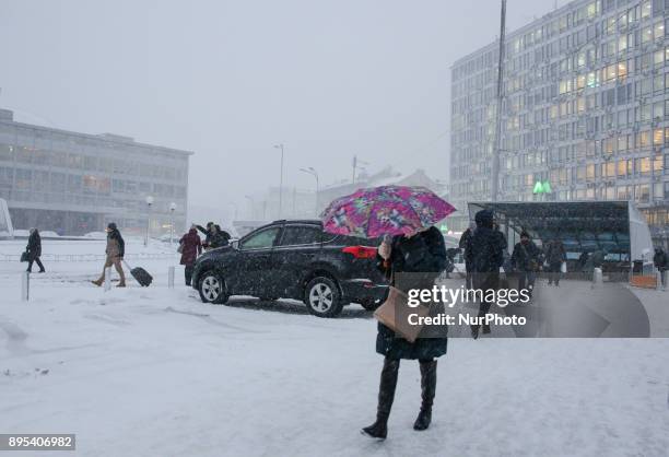 Heavy snowfall covers Kyiv, Ukraine, Dec. 19, 2017