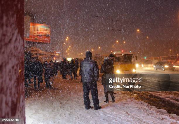 Heavy snowfall covers Kyiv, Ukraine, Dec. 19, 2017
