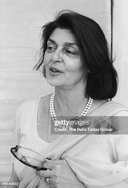 Portrait of Gayatri Devi, Rajmata of Jaipur and wife of Maharaja Jai Singh taken on July 25, 1980 in India.