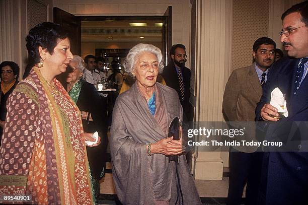 Maharani Gayatri Devi, Rajmata of Jaipur is shown during a party on December 4, 1999 in New Delhi, India.