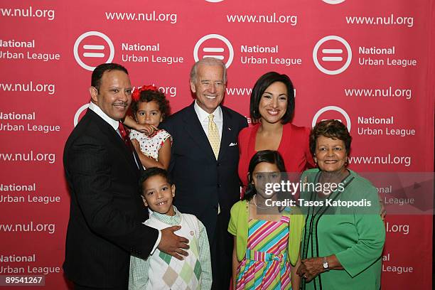 National Urban League President Marc H. Morial and Vice President Joe Biden backstage the National Urban League Conference at McCormick Place on July...