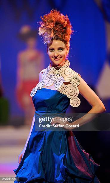 Model showcases a design by Mandi Mac on the catwalk during the StyleAid Perth Fashion Event 2009 at the Burswood Entertainment Complex on July 31,...