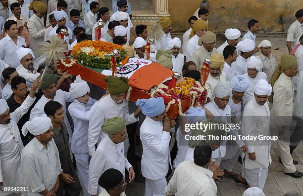 The funeral procession of late Rajmata Gayatri Devi in Jaipur on Thursday, July 30, 2009.