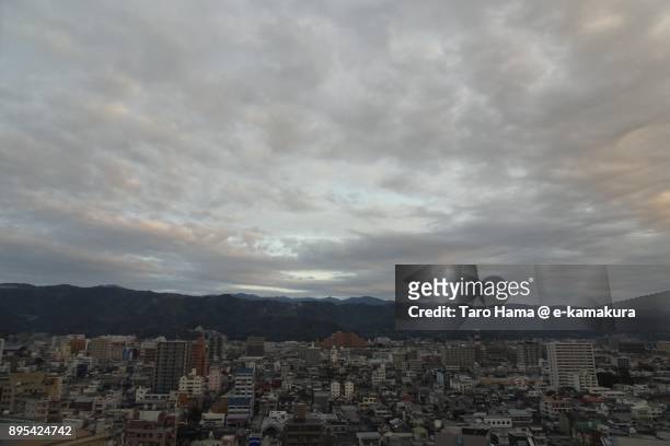 clouds on kochi city in kochi prefecture in japan - préfecture de kochi photos et images de collection