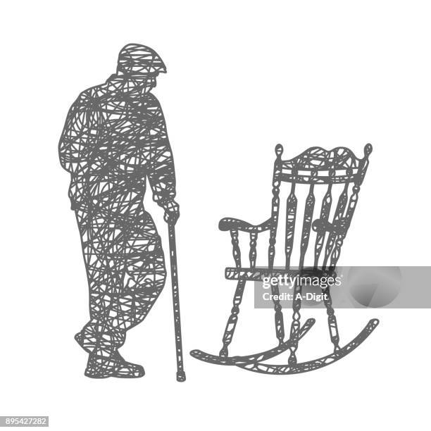 old and tired - sitting on porch stock illustrations