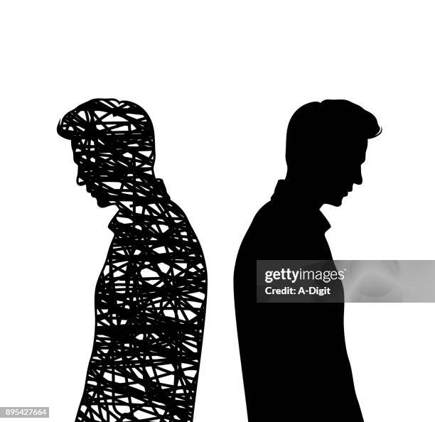 inneren gedanken junger erwachsener - schizophrenia stock-grafiken, -clipart, -cartoons und -symbole