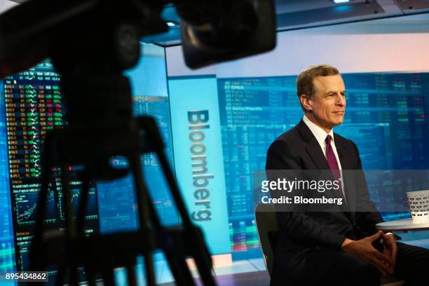 Robert Kaplan, president and chief executive officer of the Federal Reserve Bank of Dallas, listens during a Bloomberg Television interview in New...