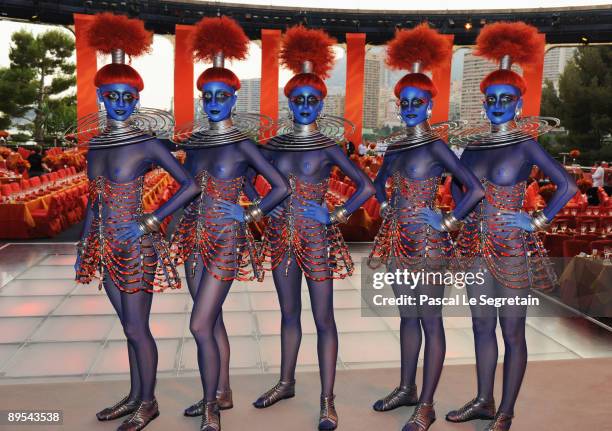 Models look on prior to the 61st Monaco Red Cross Ball at the Monte Carlo Sporting Club on July 31, 2009 in Monte Carlo, Monaco.