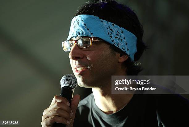 Comedian Arj Barker performs on stage during the 2009 All Points West Music & Arts Festival at Liberty State Park on July 31, 2009 in Jersey City,...