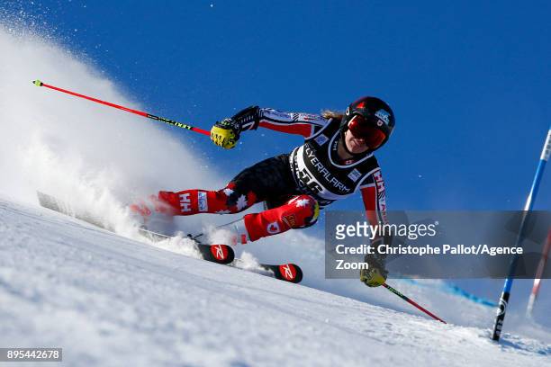 Erin Mielzynski of Canada in action during the Audi FIS Alpine Ski World Cup Women's Giant Slalom on December 19, 2017 in Courchevel, France.