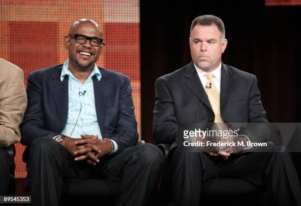 Executive producer Forest Whitaker of the television show 'Brick City' and New York/New Jersey Police Director Gerry McCarthy speak during the Cable...