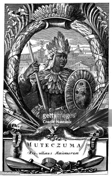 moctezuma ii (c.1465-1520), aztec ruler - aztec stock illustrations
