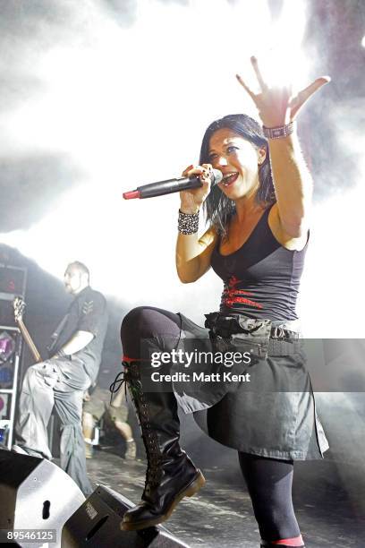 Christina Scabbia of Lacuna Coil performs on stage as part of Kerrang! Week Of Rock at The Forum on July 31, 2009 in London, England.