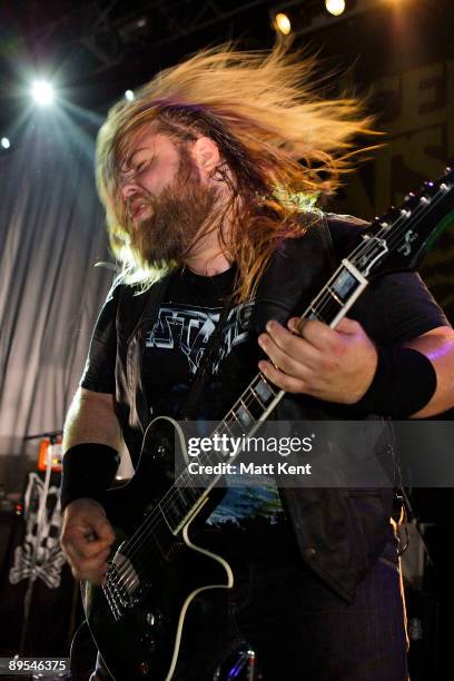 Scott Middleton of Cancer Bats performs on stage as part of Kerrang! Week Of Rock at The Forum on July 31, 2009 in London, England.