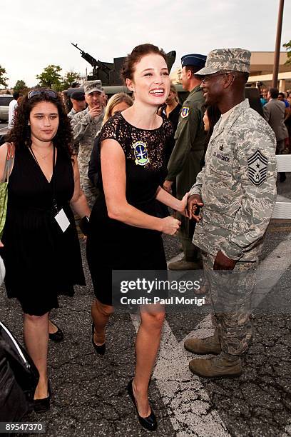 Actress Rachel Nichols arrives a special screening of "G.I. Joe: The Rise of Cobra" at Andrews Air Force Base on July 31, 2009 in Camp Springs,...