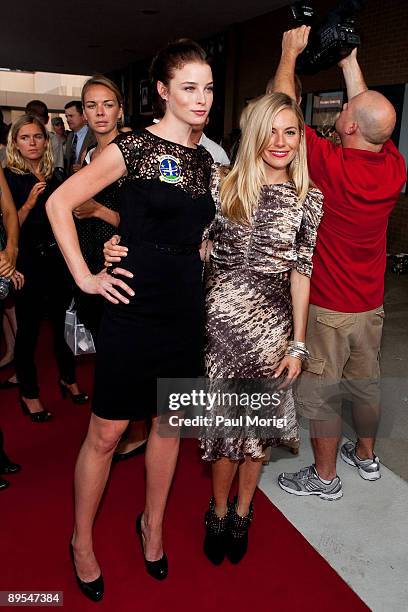 Actresses Rachel Nichols and Sienna Miller attend a special screening of "G.I. Joe: The Rise of Cobra" at Andrews Air Force Base on July 31, 2009 in...