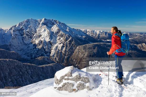 back country skier at watzmann - berchtesgaden national park - upper bavaria stock pictures, royalty-free photos & images