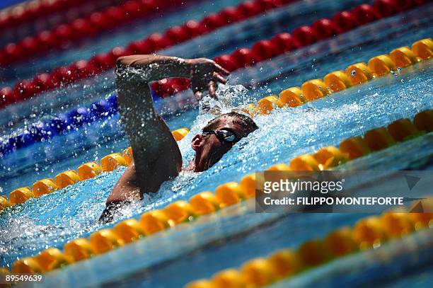 Canada's Ryan Cochrane competes during men's 1500m freestyle qualifications on August 1, 2009 at the FINA World Swimming Championships in Rome. AFP...