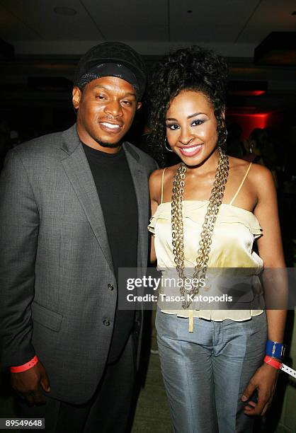Sway Calloway and Janell Snowden of VH1 attend the nextTV Party hosted by the Chicago Urban League at Hotel Sax on July 31, 2009 in Chicago, Illinois.