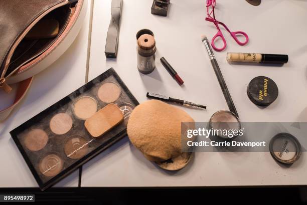 General view of the backstage area, where Matthew Cavan aka Cherrie Ontop changes into drag as part 'Visage' a collaborative exhibition with designer...