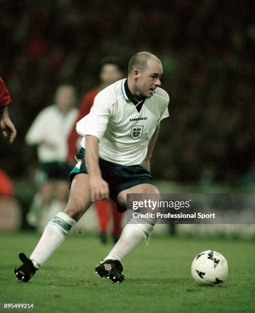 Steve Stone of England in action during an International Friendly between England and Portugal at Wembley Stadium on December 12, 1995 in London,...