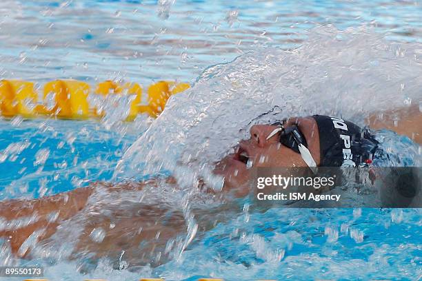 Aaron Peirsol of United States wins the gold medal in the Men's 200m Backstroke Final, during the 13th FINA World Championships at the Stadio del...