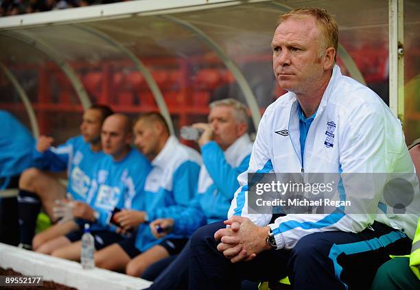 Birmingham manager Alex McLeish looks on from the bench during the pre season friendly match between Nottingham Forest and Birmingham City at the...