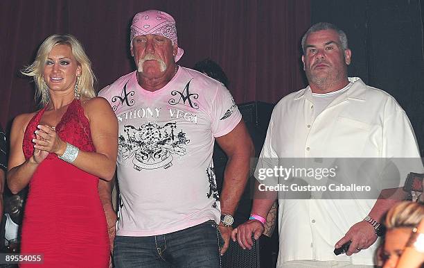 Jennifer McDaniel,Hulk Hogan, and Bubba the Love Sponge attends the CD release party at Mansion nightclub on July 31, 2009 in Miami Beach, Florida.