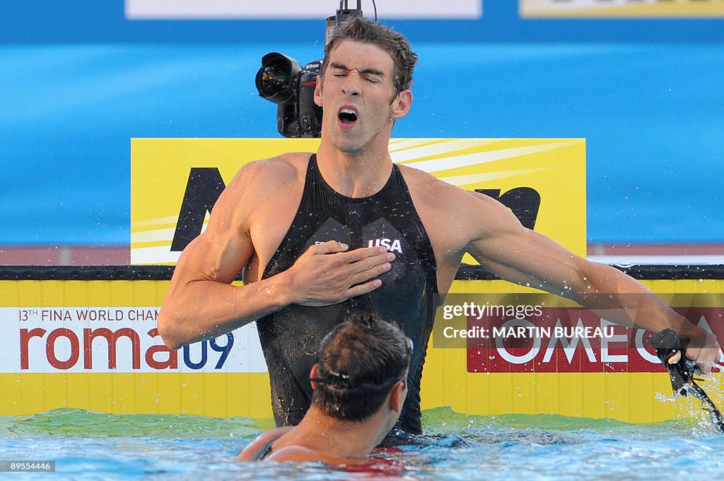 US swimmer Michael Phelps (top) and Serb