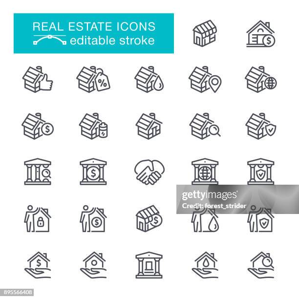 real estate editable stroke icons - electrical distribution stock illustrations