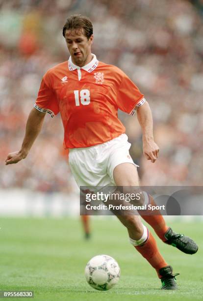 Johan de Kock of the Netherlands in action during the UEFA Euro 96 group match between the Netherlands and Scotland at Villa Park on June 10, 1996 in...