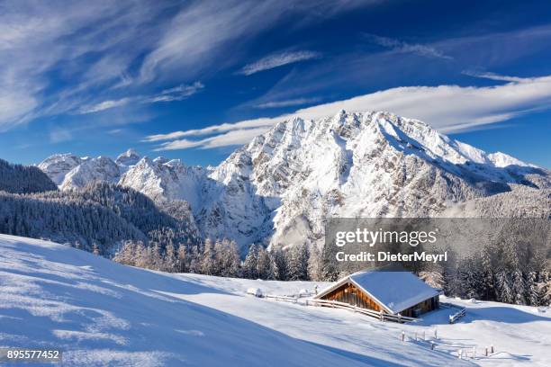 winter wonderland in watzmann land - berchtesgaden national park - upper bavaria stock pictures, royalty-free photos & images