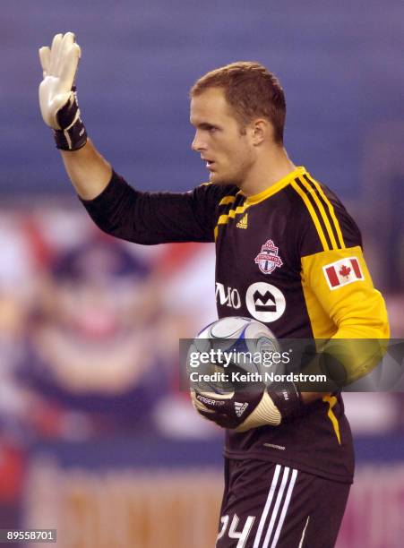 Stefan Frei of Toronto FC during MLS match against the New England Revolution August 1 at Gillette Stadium in Foxborough, Massachusetts.