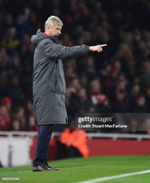 Arsenal manager Arsene Wenger during the Carabao Cup Quarter Final match between Arsenal and West Ham United at Emirates Stadium on December 19, 2017...