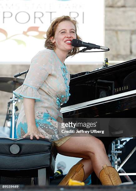 Singer /Musician Tift Merritt performs during day 1 of the George Wein's Folk Festival 50 at Fort Adams State Park on August 1, 2009 in Newport,...