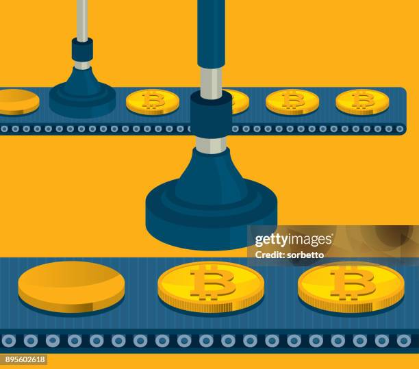 making bitcoin - mining engineer stock illustrations