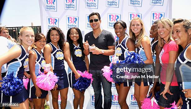 Actor Mario Lopez attends the Baskin-Robbins "Ice Cream And Cake" Dance Video Contest on the Intramural Field on the campus of the University of...