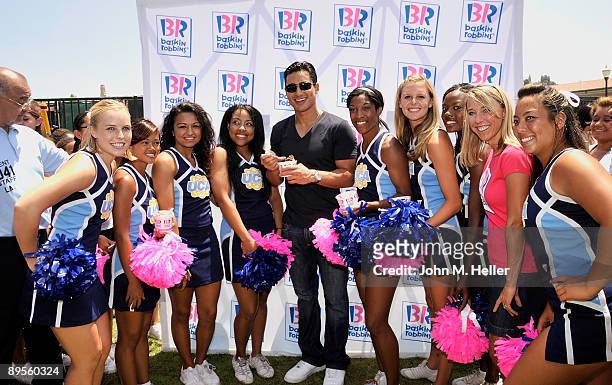 Mario Lopez attends the Baskin-Robbins "Ice Cream And Cake" Dance Video Contest on the Intramural Field on the campus of the University of California...