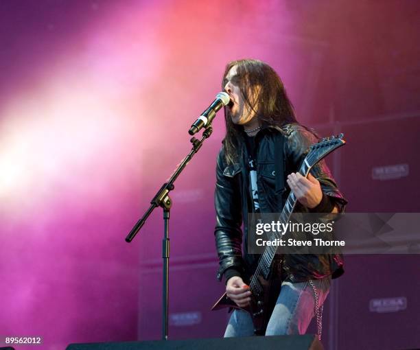 Matthew "Matt" Tuck of Bullet For My Valentine performs on stage on the first day of Sonisphere at Knebworth House on August 1, 2009 in Stevenage,...