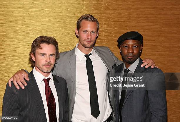 Actors Sam Trammell, Alexander Skarsgard and Nelsan Ellis attend the 25th Annual Television Critics Association Awards Cocktail Reception at The...