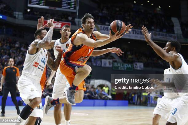 Fernando San Emeterio, #19 of Valencia Basket in action during the 2017/2018 Turkish Airlines EuroLeague Regular Season Round 13 game between Real...