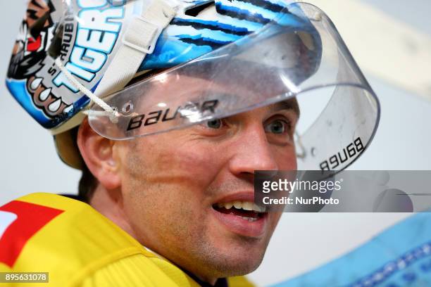 Dimitri Paetzold of Krefeld Pinguine during 33th Gameday of German Ice Hockey League match between Red Bull Munich and Krefeld Pinguine at...