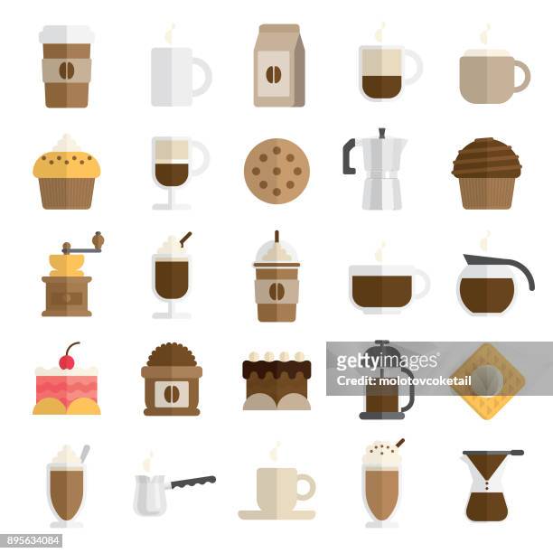 illustrazioni stock, clip art, cartoni animati e icone di tendenza di icona del caffè incastonata in stile piatto e moderno - dessert
