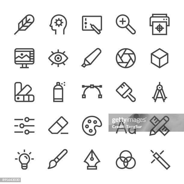 grafik designer ikonen - mediumx linie - farbprobe stock-grafiken, -clipart, -cartoons und -symbole