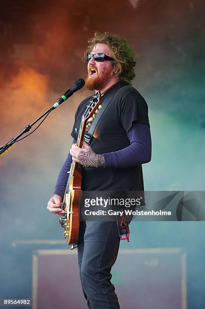 Brent Hinds of Mastodon perform on stage on the second day of Sonisphere at Knebworth House on August 2, 2009 in Stevenage, England.