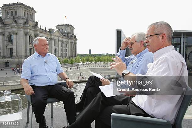 Oskar Lafontaine , Chairman of the German left-wing party Die Linke, Ulrich Deppendorf , chief editor of ARD Berlin Studio and Rainald Becker , vice...