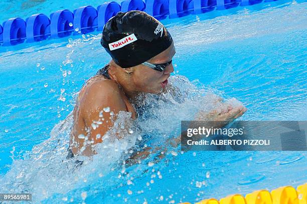 Russia's Yuliya Efimova competes during the women's 50m breaststoke final on August 2, 2009 at the FINA World Swimming Championships in Rome. Efimova...